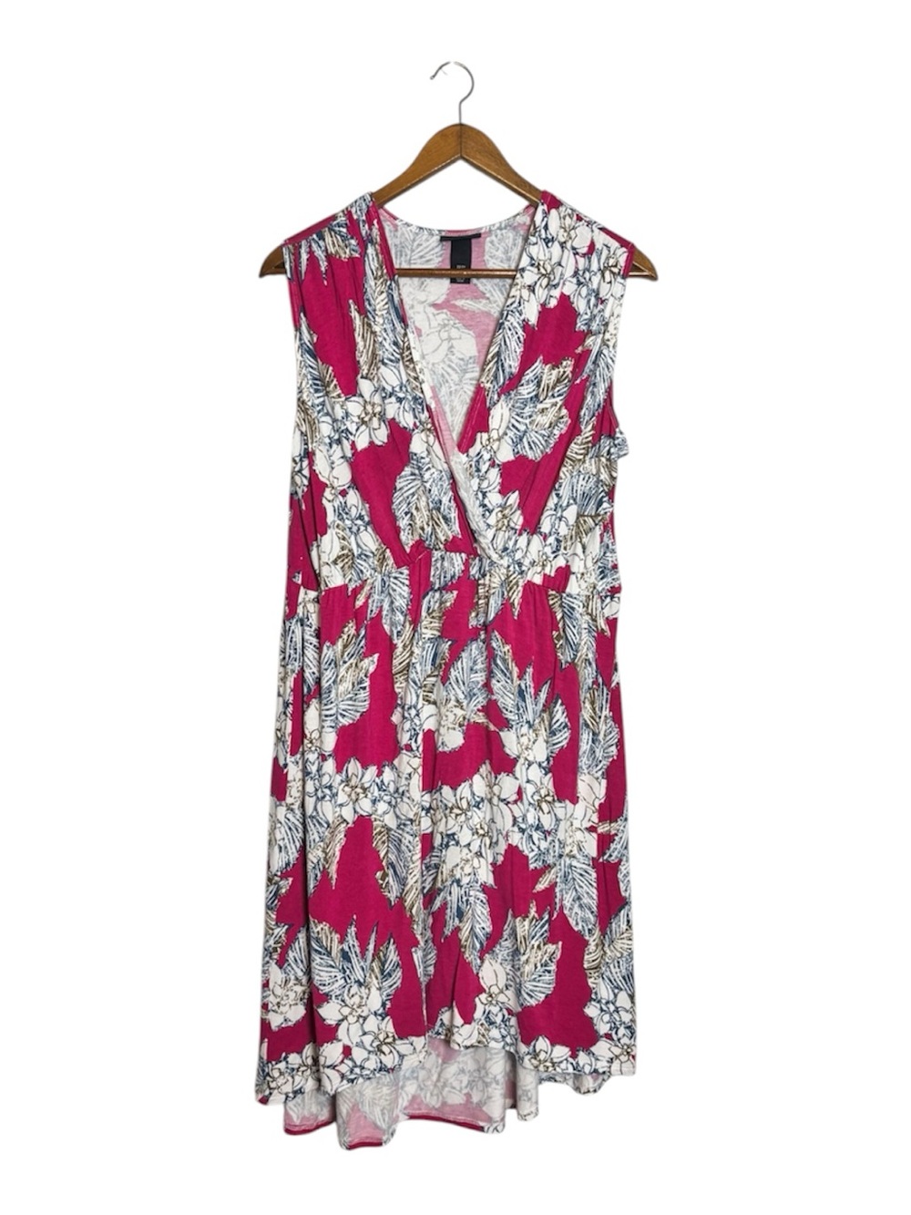 Lane Bryant Pink White Flroal V-neck Surplice Soft Casual Sleeveless Dress